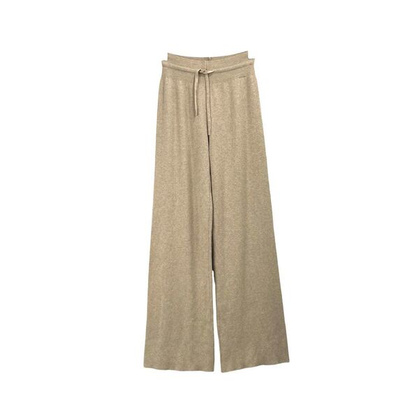 Uniqlo ribbed knit pull on pants Size S‎ tan neutral cozy lagenlook high rise - Picture 1 of 8